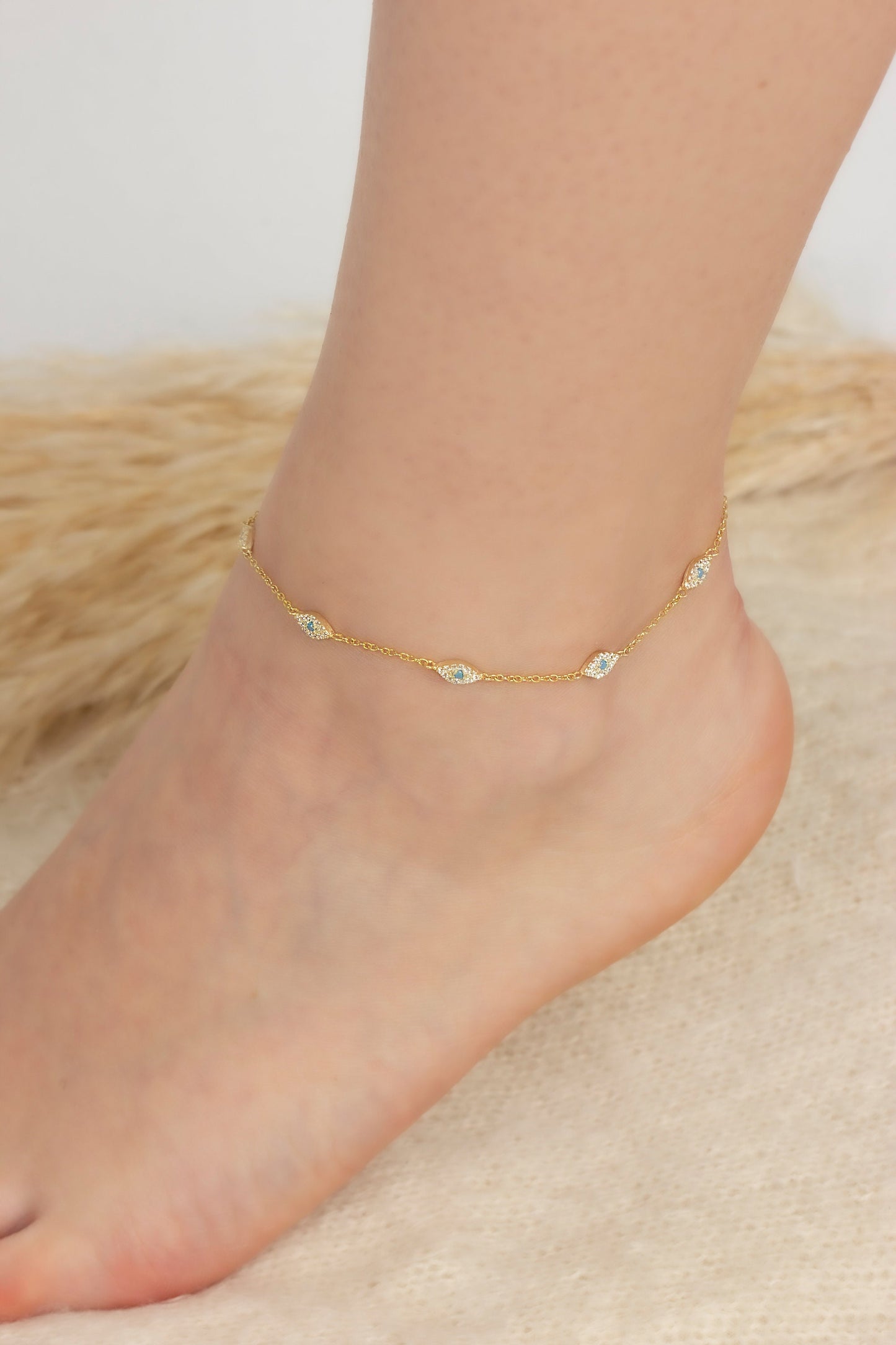 Cable Chain Evil Eye Anklet