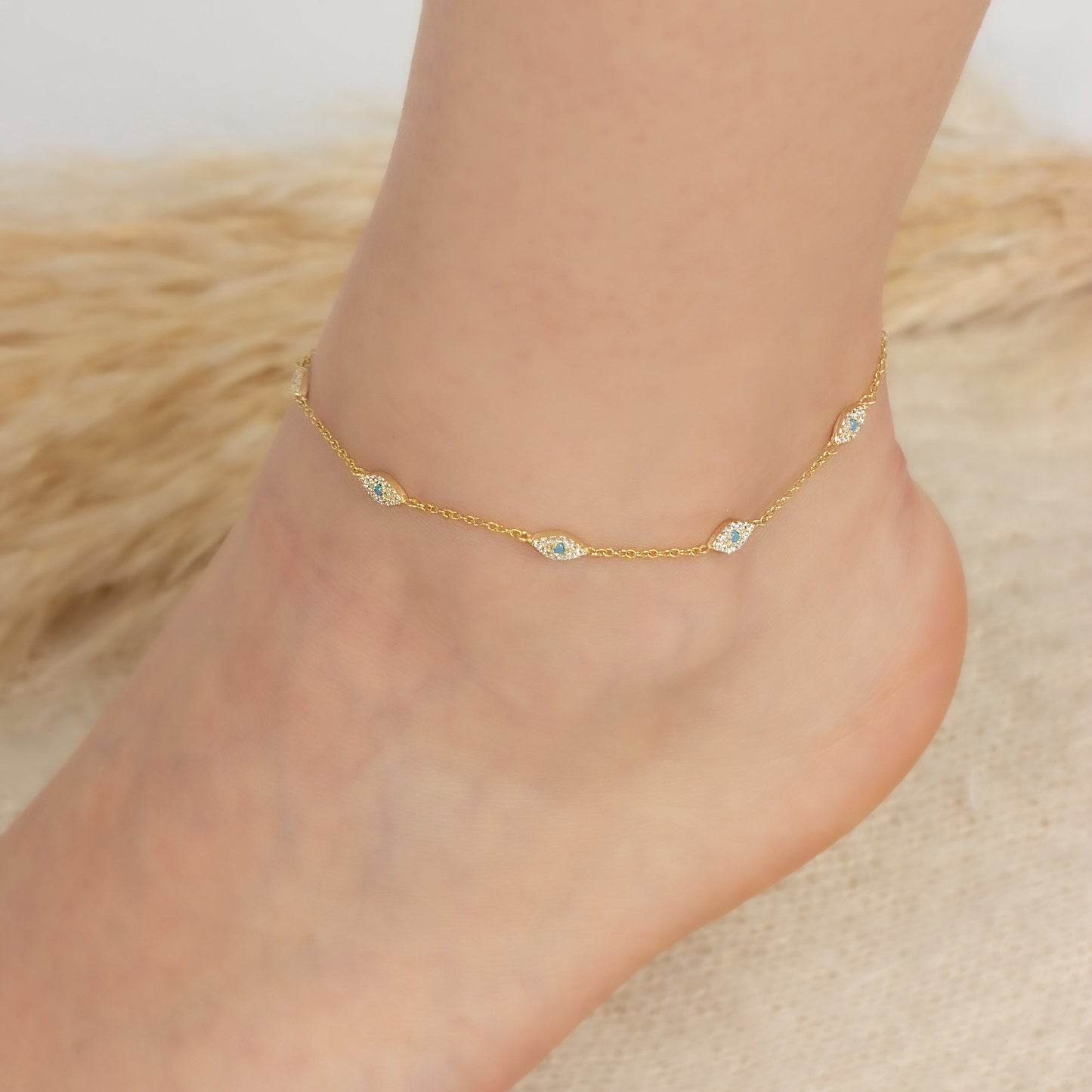 Cable Chain Evil Eye Anklet