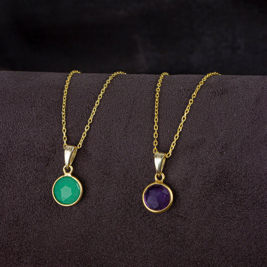 Bezel Set Emerald Necklace