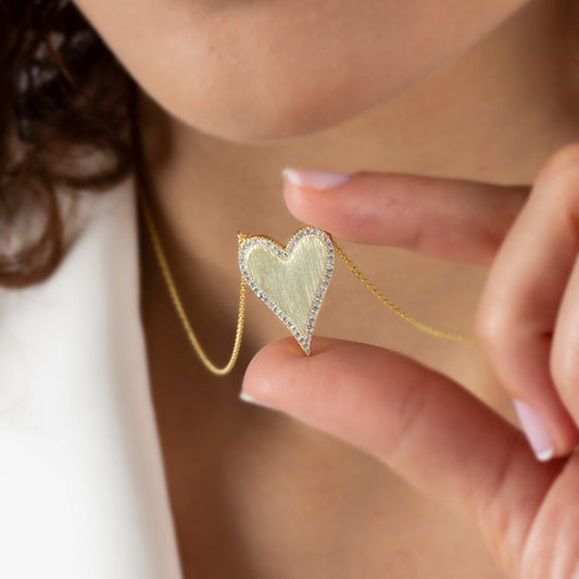 Vintage Shape Diamond Heart Necklace
