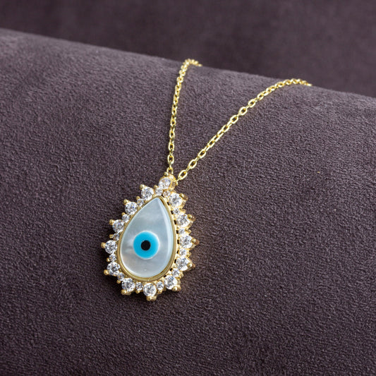 Teardrop Evil Eye Necklace