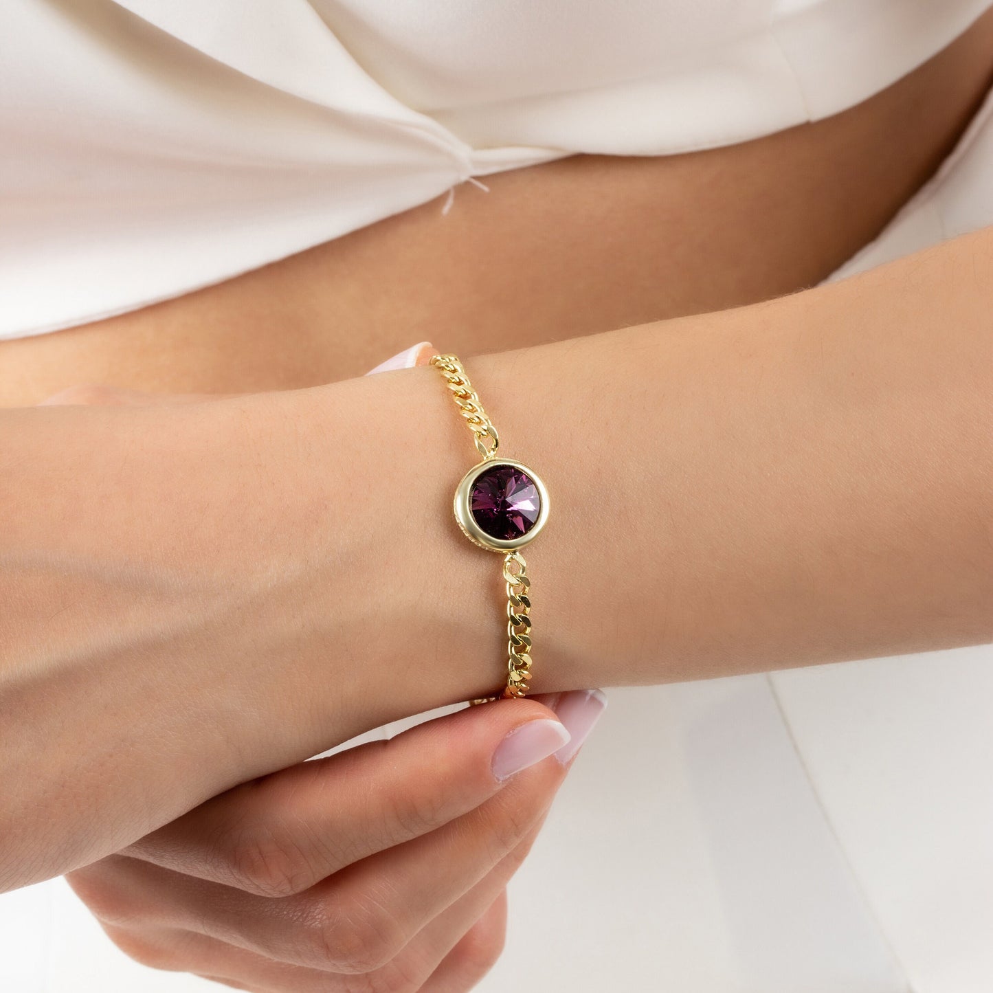 Cuban Chain Amethyst Bracelet