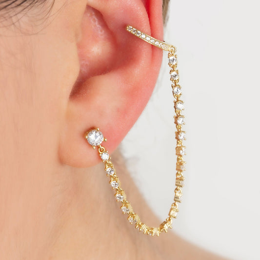 Ear Cuff Diamond Chain Earrings