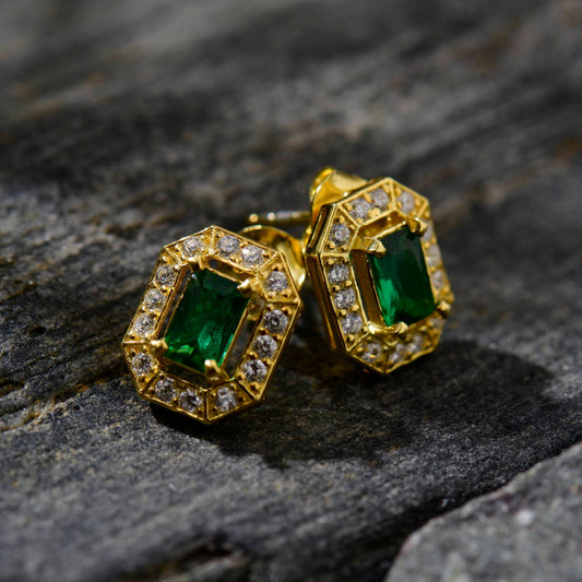 Baguette Emerald Stud Earrings