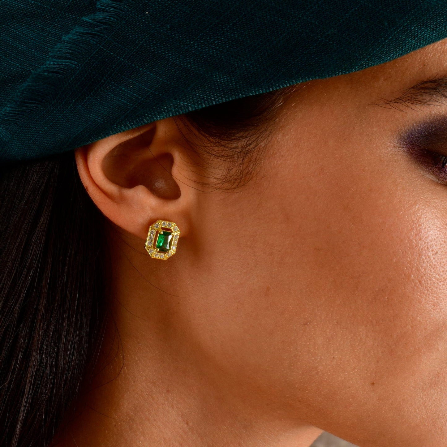 Baguette Emerald Stud Earrings