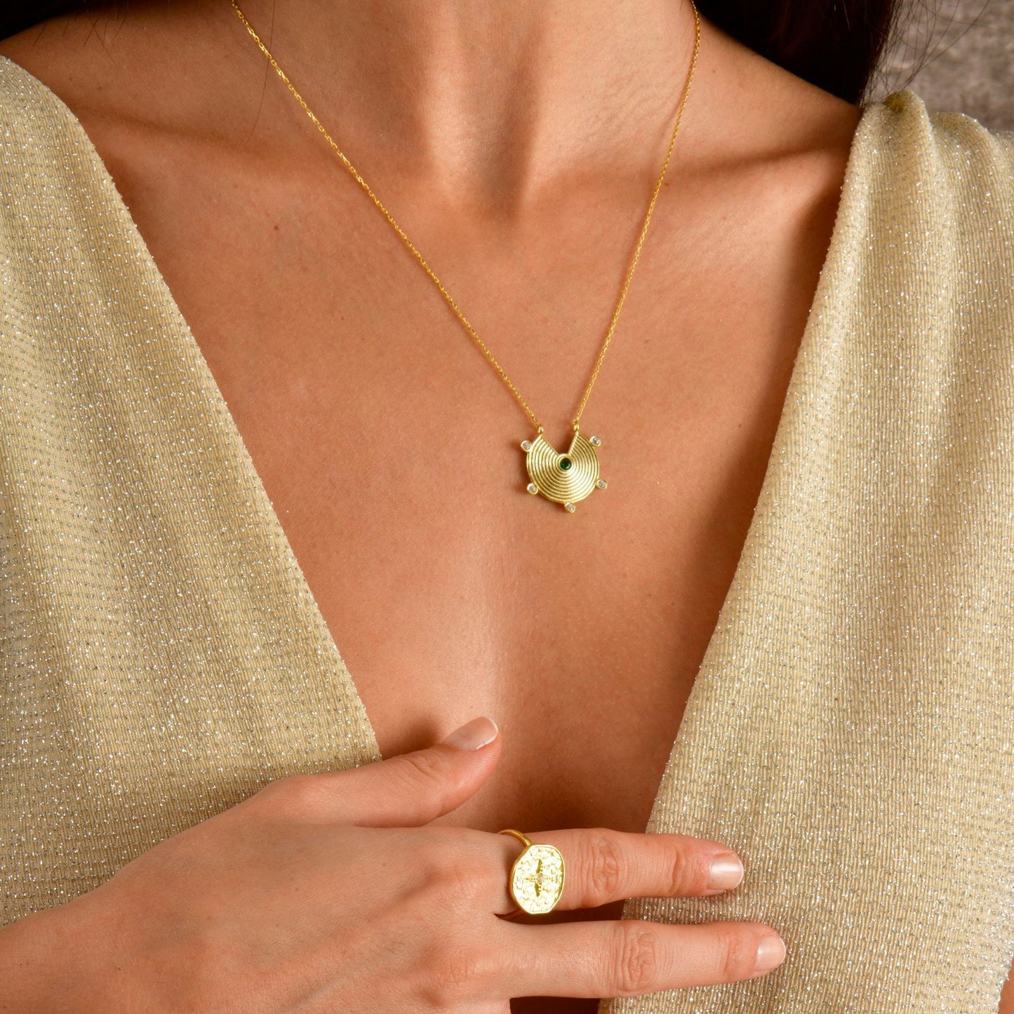 Emerald Medallion Necklace