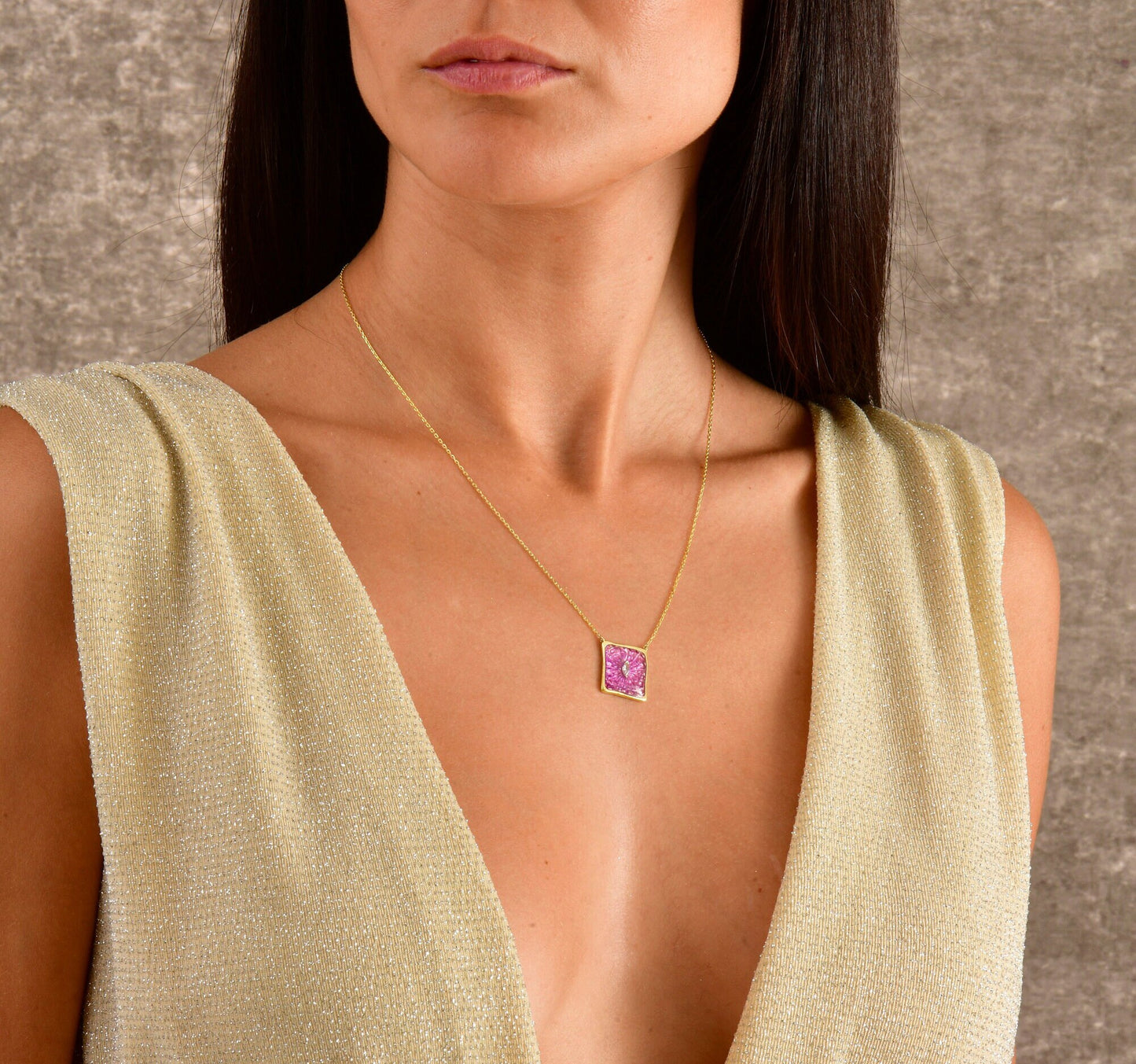 Amethyst Rectangle Medallion Necklace