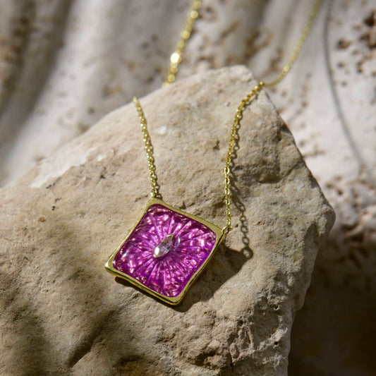 Amethyst Rectangle Medallion Necklace