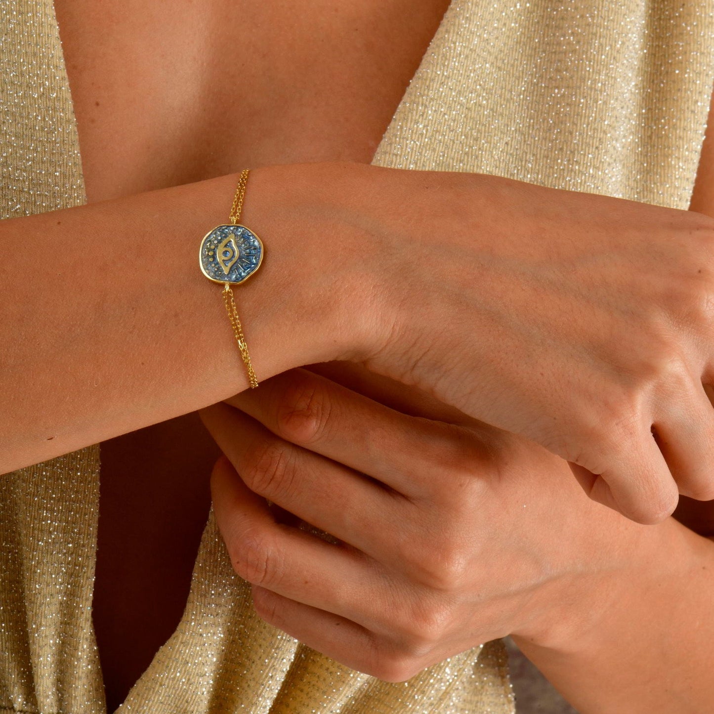 Evil Eye Disc Bracelet